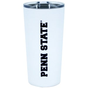 white insulated tumbler with Penn State printed up the side